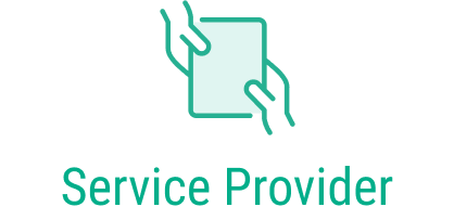 Service provider - white icon green text vertical