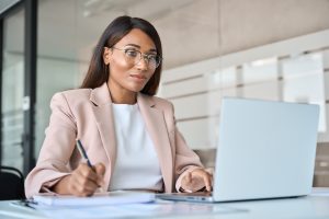 business woman working on laptop