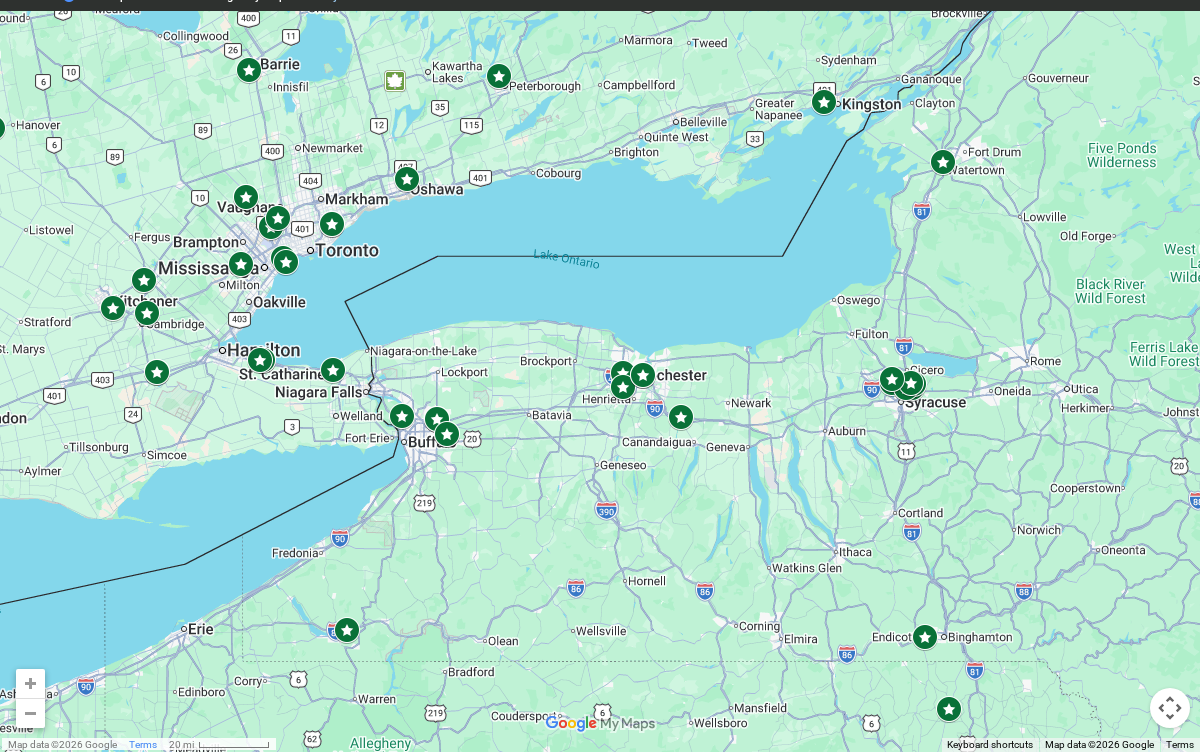 Evident network coverage around Rochester, New York — Admar's market