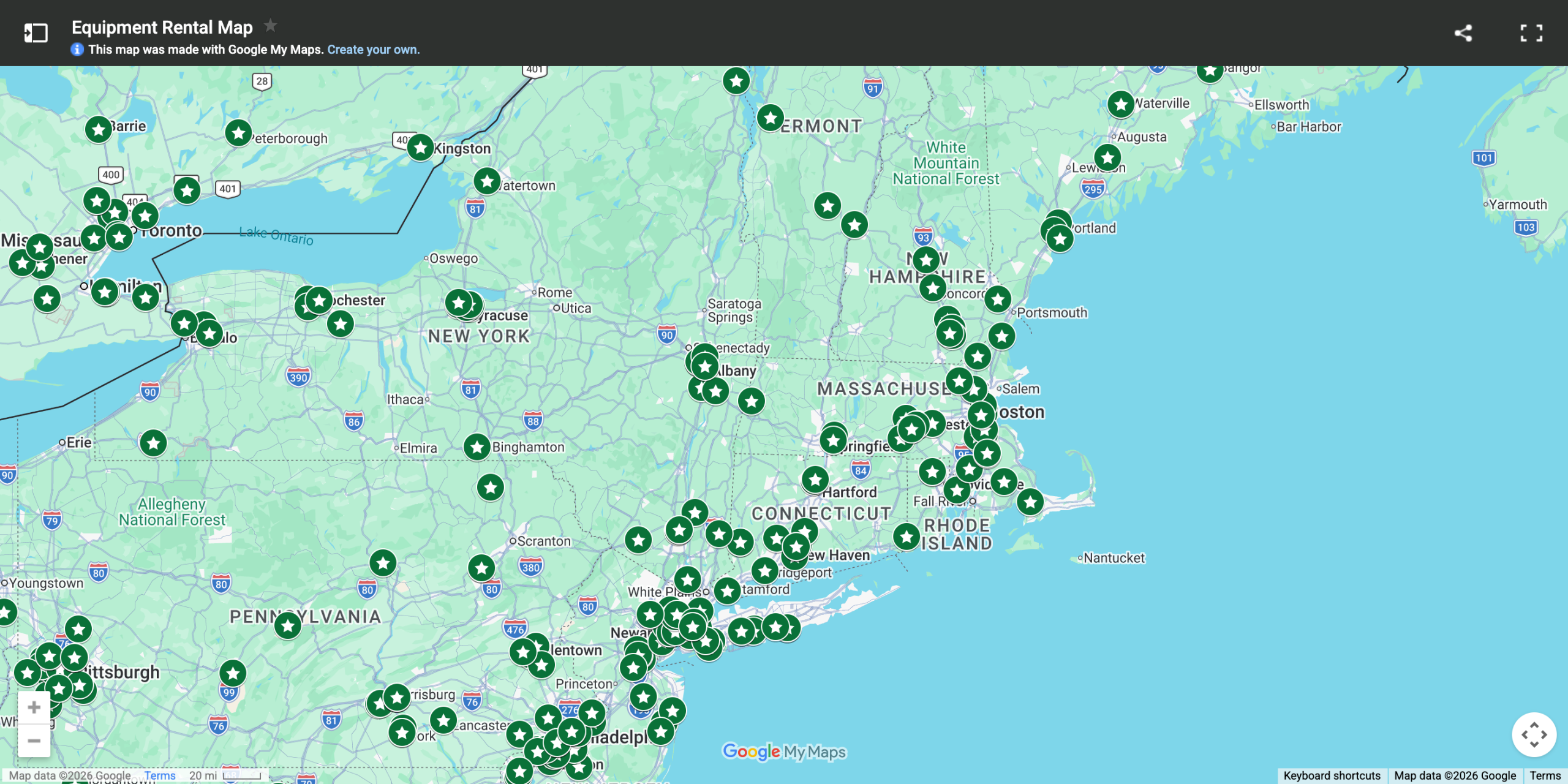 Evident network coverage around Mississauga, Ontario — Cooper's market